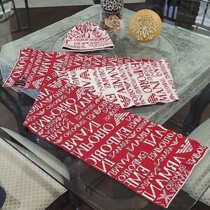 emporio Armani Logo Scarf and Beanie Lambswool Set New